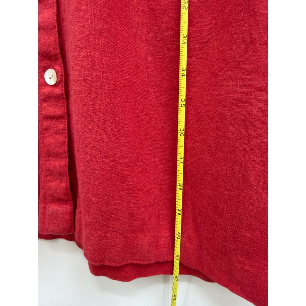 Casual Corner Annex Petite Red Linen Button Down Shirt Dress Short Sleeve 12P - Picture 6 of 7